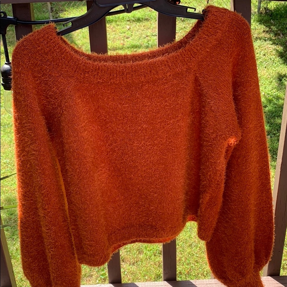 Charlotte Russe Orange Off the Shoulder Sweater